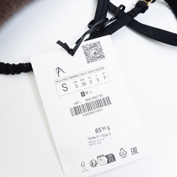 Zara Studio Faux Fur Triangle Bra Brown - Picture 9 of 9